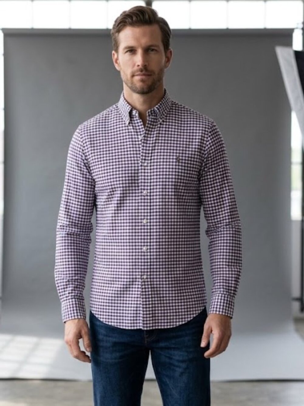 Ralph Lauren Dresss Shirt Mens Medium Red White Blue Americana Classic Check